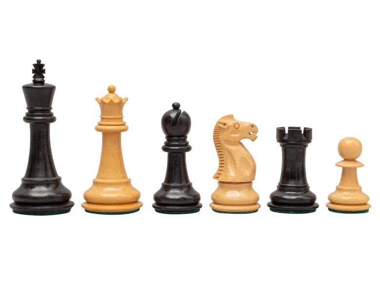 1972 Reproduction Staunton Ebony Chess Pieces - 3.5 Inches