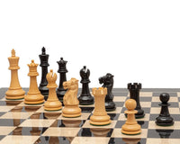 1972 Reproduction Staunton Ebony Chess Pieces - 3.5 Inches