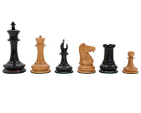 Leuchar Reproduction Ebony And Antiqued Boxwood Luxury Chess Pieces - 3.3 Inches