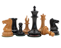 Leuchar Reproduction Ebony And Antiqued Boxwood Luxury Chess Pieces - 3.3 Inches