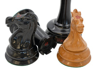 Leuchar Reproduction Ebony And Antiqued Boxwood Luxury Chess Pieces - 3.3 Inches