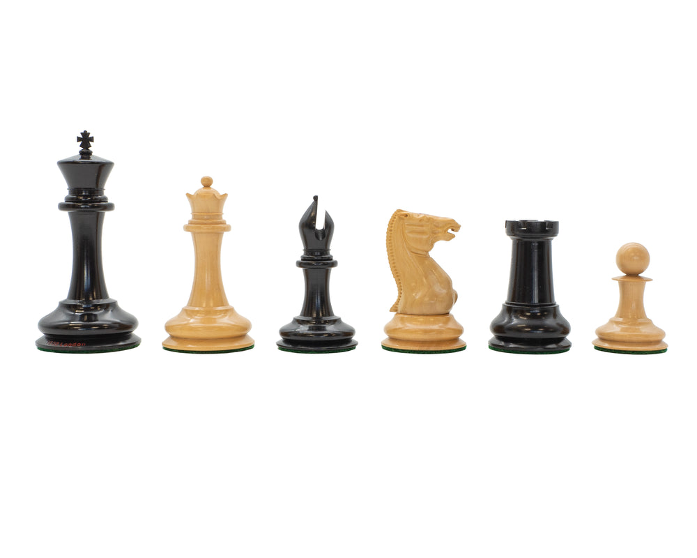 The 1850 London Exact Replica Limited Numbered Edition Ebony Chess Pieces - 3.5 Inches, Includes A Case