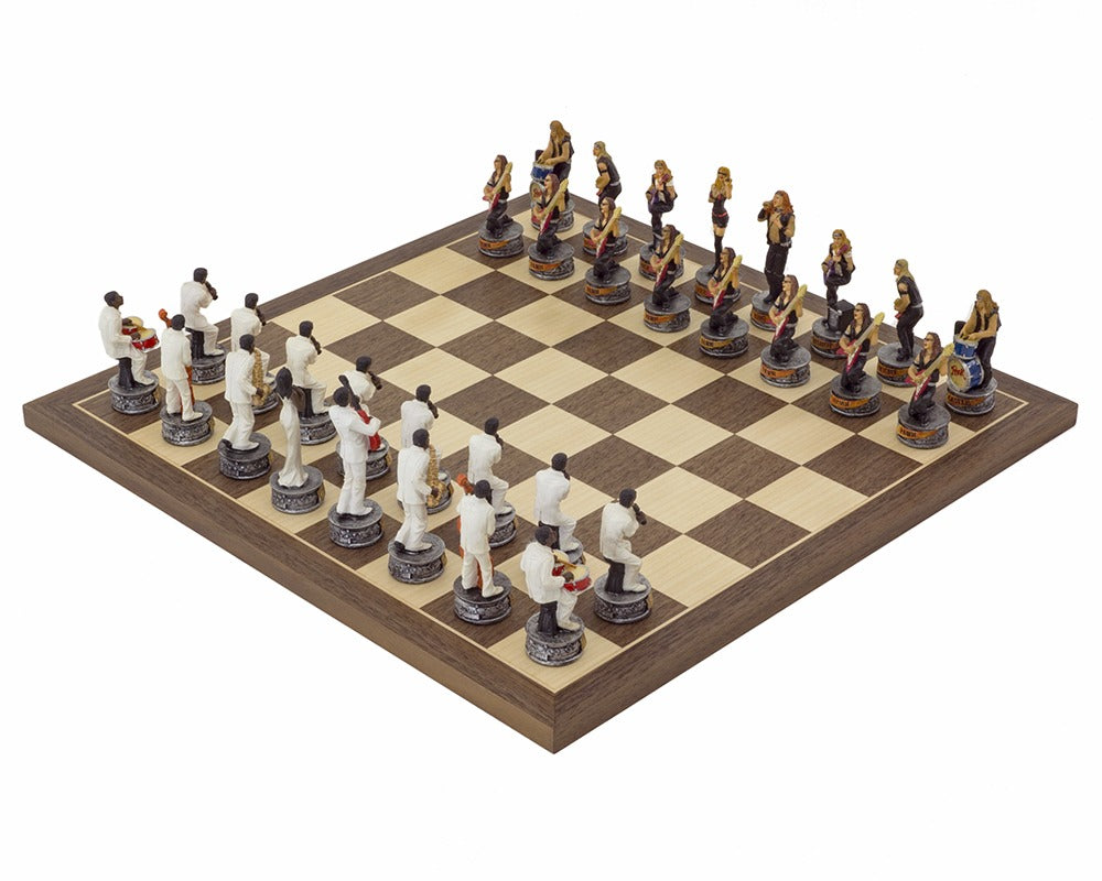 The Jazz Band Vs. Rock Stars Hand-Painted Themed Chess Set By Italfama