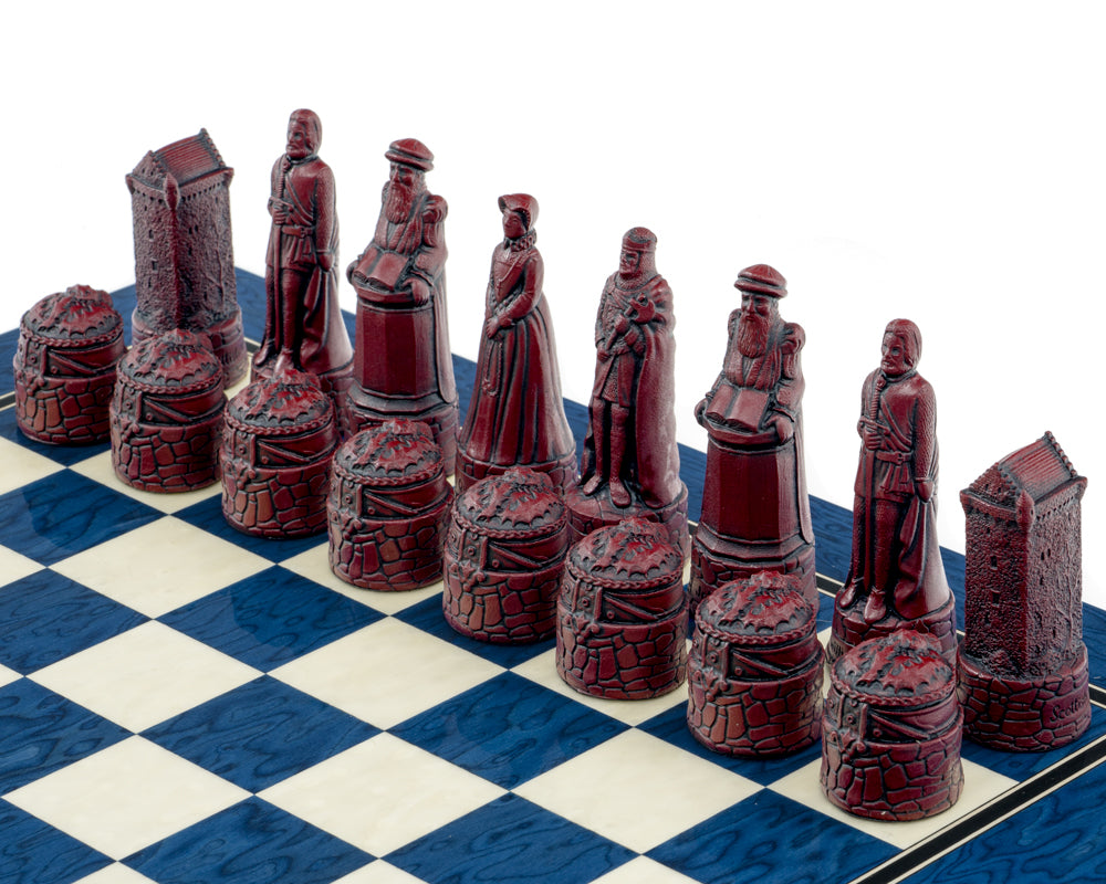 The Berkeley Chess Scottish Cardinal Blue Chess Set