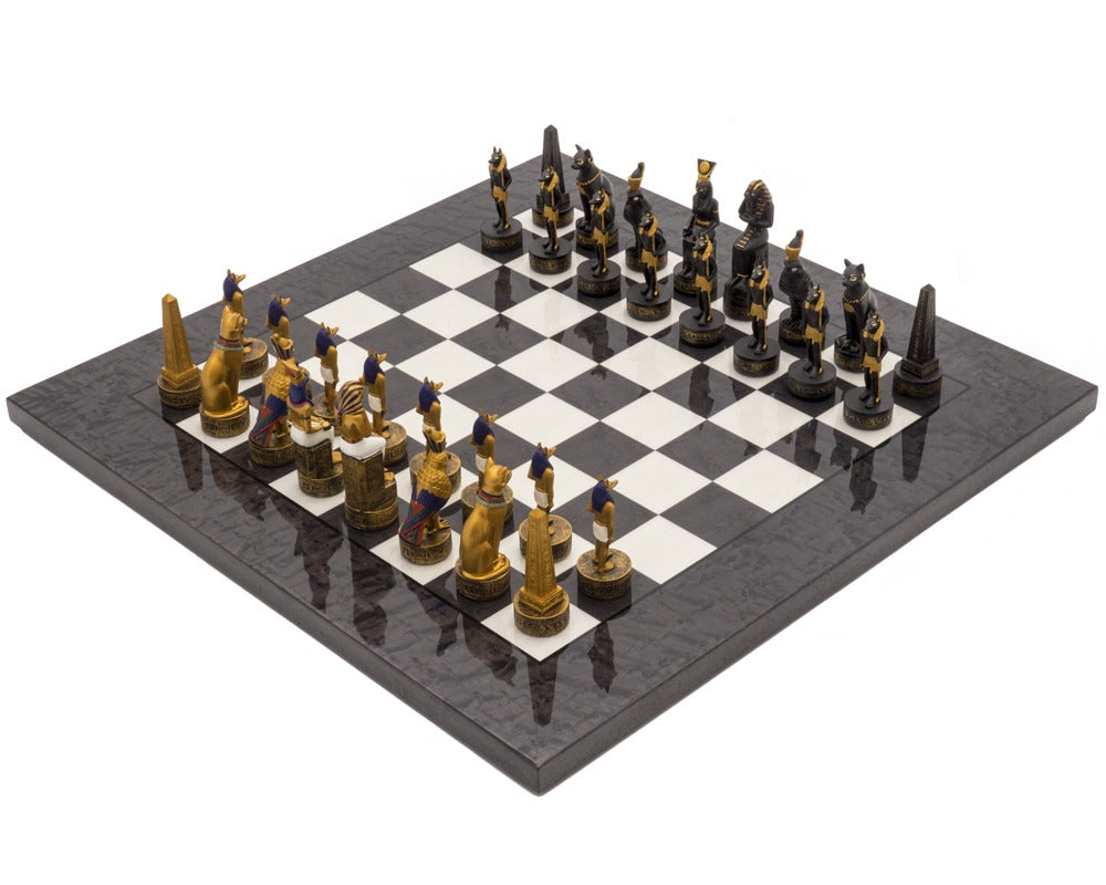 The Ancient Egypt-Themed Hand-Painted Luxury Charcoal Chess Set By Italfama