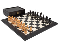 The Down-Head Knight And Black Deluxe Chess Set With Chess Piece Storage Case