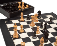 The Down-Head Knight And Black Deluxe Chess Set With Chess Piece Storage Case