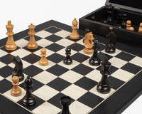 The Down-Head Knight And Black Deluxe Chess Set With Chess Piece Storage Case