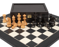 The Down-Head Knight And Black Deluxe Chess Set With Chess Piece Storage Case