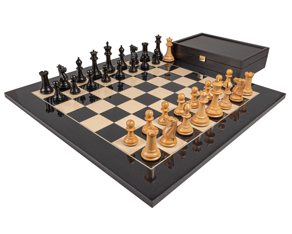 1849 Reproduction Staunton Ebony And Black Anegre Luxury Chess Set