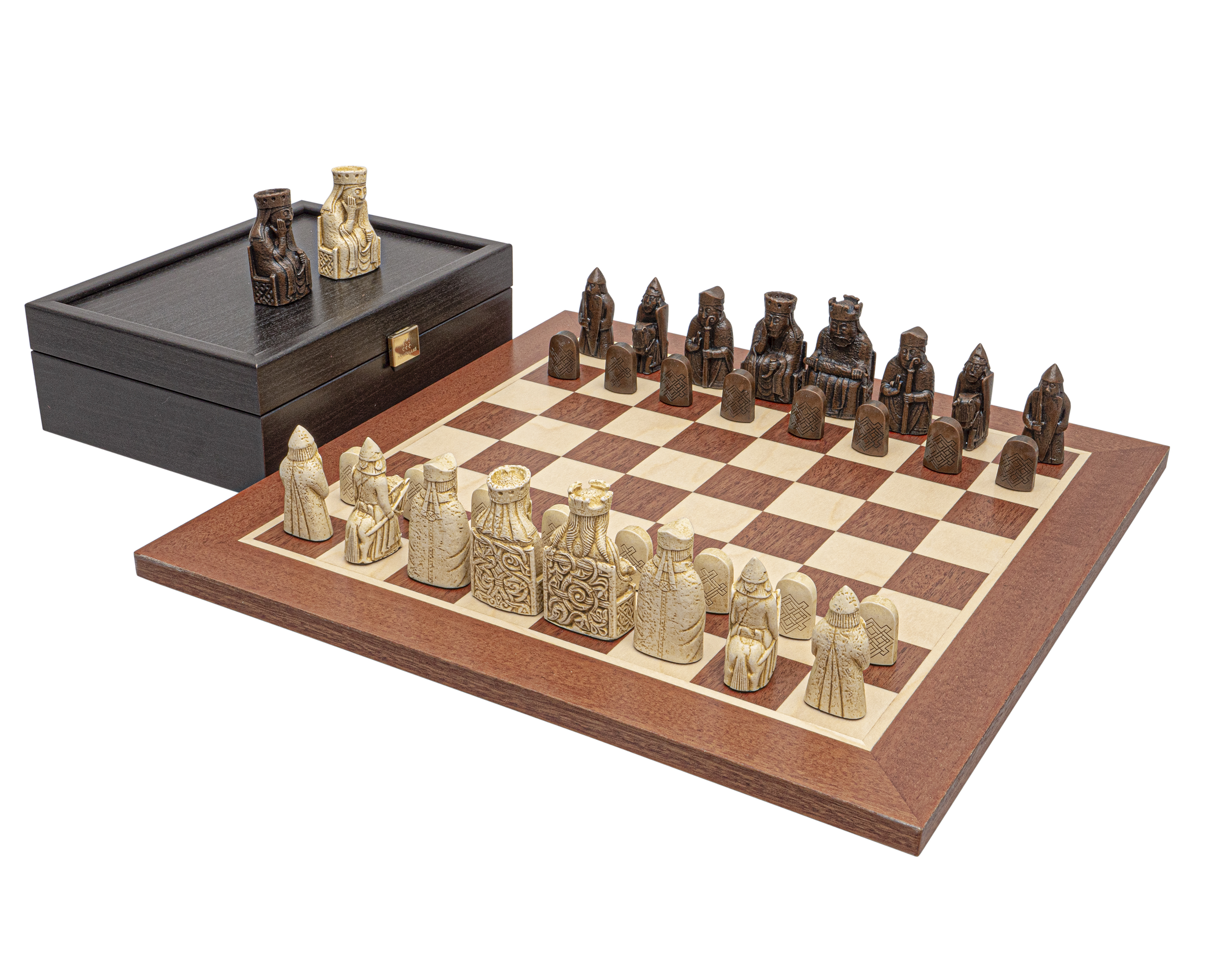 The Regency Isle Of Lewis And Mahogany Mid-Sized Chess Set