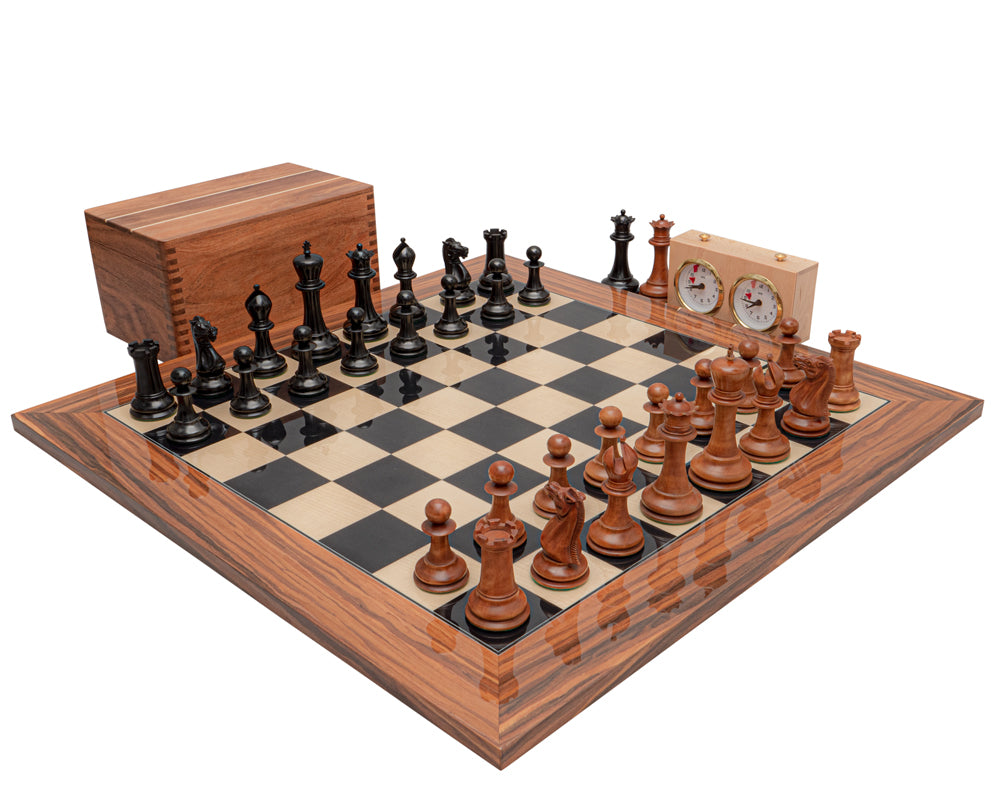 The 1849 Reproduction Staunton Ebony, Antiqued, And Palisander Luxury Chess Set