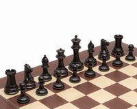 The 1849 Original Staunton Ebony and Palisander Luxury Chess Set with Cabinet on 23.6 inch board from Spain, expertly carved and detailed.