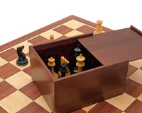 The 1850 London Limited Edition Ebony And Mahogany Deluxe Chess Set With Chess Piece Storage Case And Chess Clock