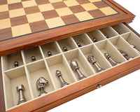 The Finnesburgh Metal And Mahogany Deluxe Chess Set