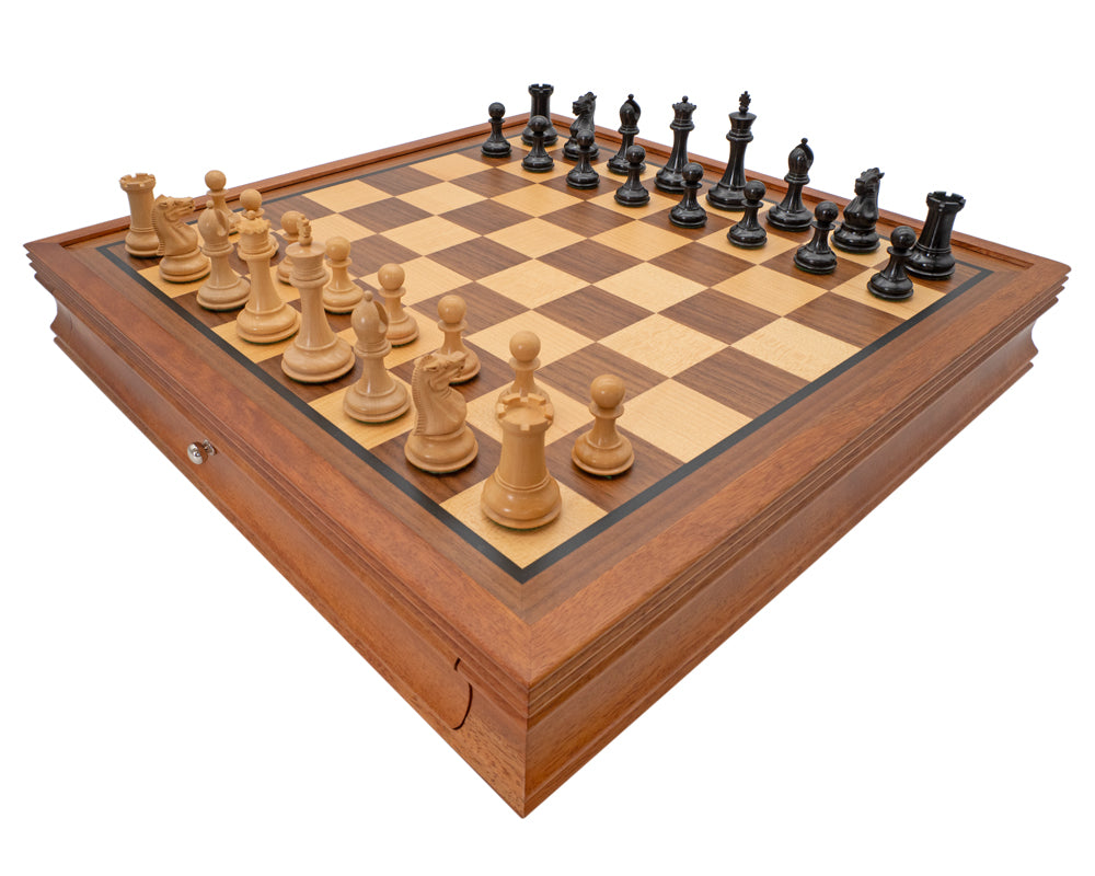 Sovereign Ebony And Mahogany Luxury Chess Set With Cabinet