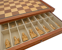 The Regency Chess Isle Of Lewis Mahogany-Framed Cabinet Luxury Chess Set