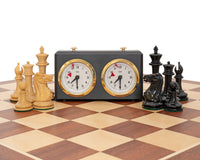 Jj Cooke Edition Black And Mahogany Chess Set With Chess Piece Storage Case And Chess Clock