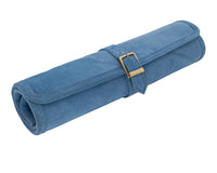 Manopoulos Suede Roll-Up Travel Backgammon Set - Raf Blue
