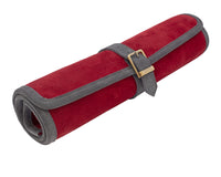 Manopoulos Suede Roll-Up Travel Backgammon Set - Burgundy